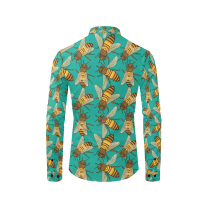 Bee Pattern Print Design BEE04 Men's Long Sleeve Shirt