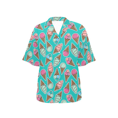 Ice Cream Pattern Print Design IC01 Women's Hawaiian Shirt