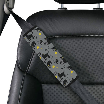 Black Cat Yellow Yarn Print Pattern Car Seat Belt Cover