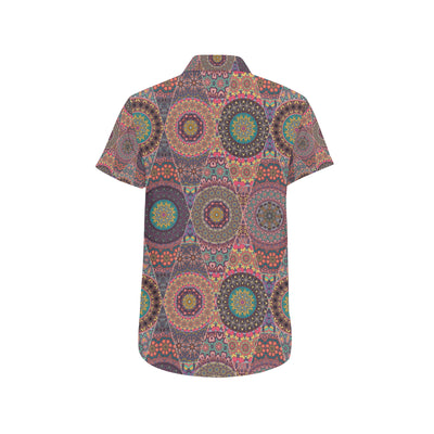 Bohemian Pattern Print Design 07 Men's Short Sleeve Button Up Shirt