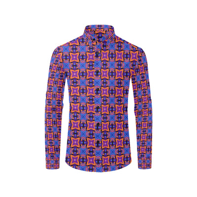 kaleidoscope Purple Orange Print Design Men's Long Sleeve Shirt