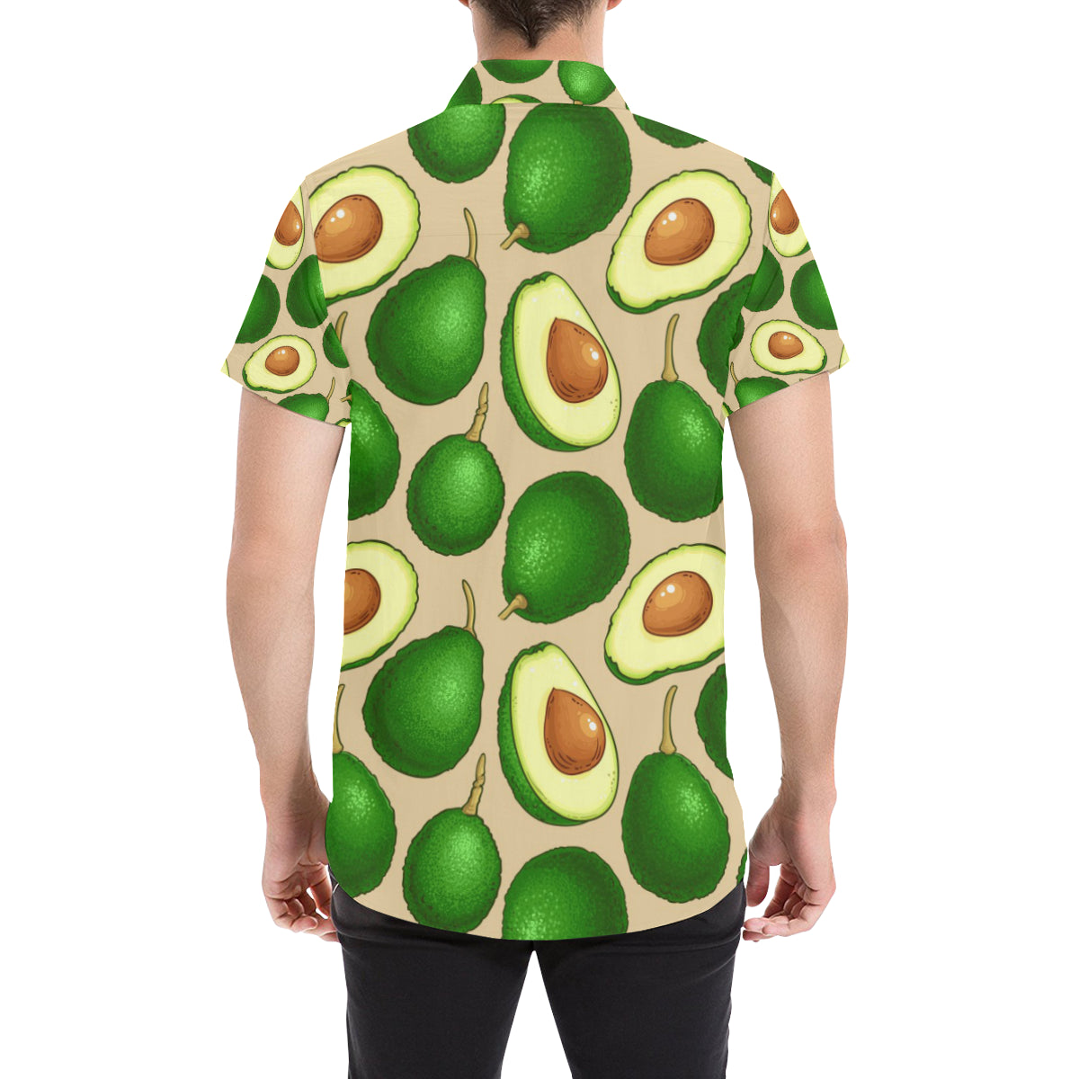 Avocado Pattern Print Design AC010 Men's Short Sleeve Button Up Shirt