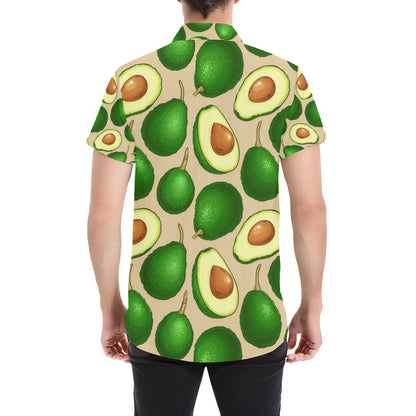 Avocado Pattern Print Design AC010 Men's Short Sleeve Button Up Shirt