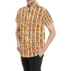 Tiki Orange Vertical Pattern Men's Short Sleeve Button Up Shirt