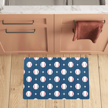Baseball Star Print Pattern Kitchen Mat