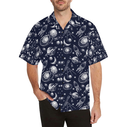 Space Rocket Print Design LKS301 Men's Hawaiian Shirt