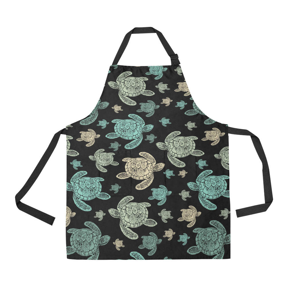 Sea Turtle Stamp Pattern Apron with Pocket – JorJune