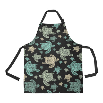 Sea Turtle Stamp Pattern Apron with Pocket