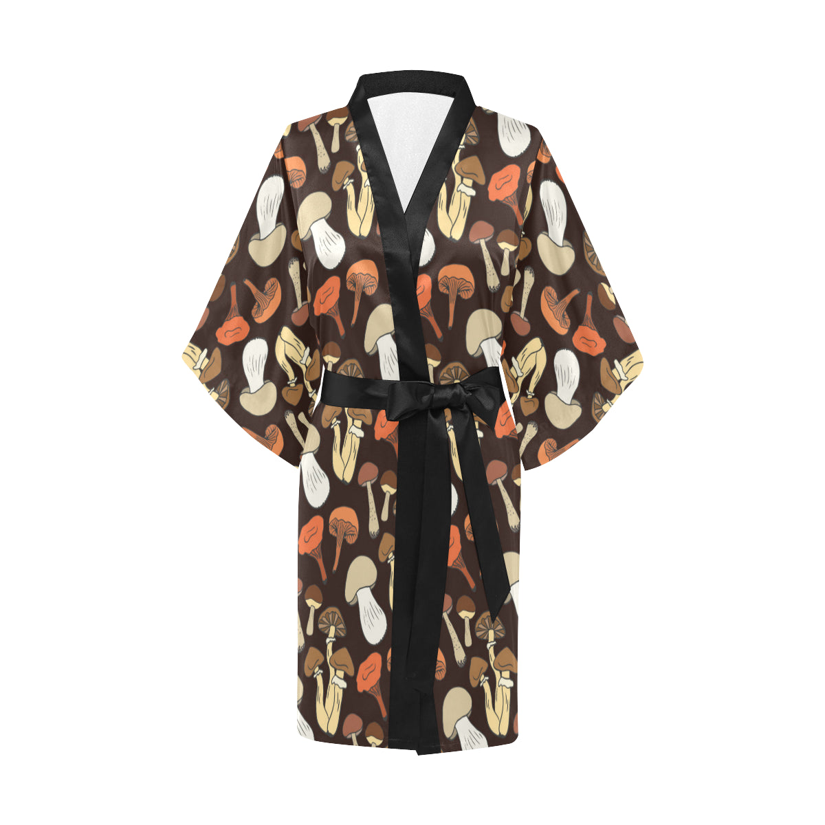 Mushroom Pattern Print Design A05 Women's Short Kimono