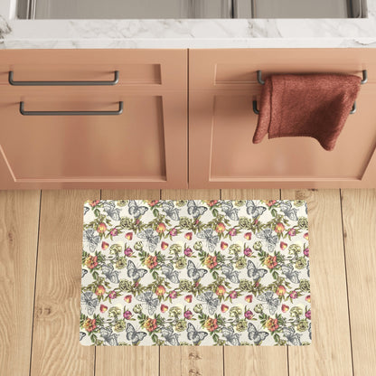 Butterfly Flower Pattern Print Design 06 Kitchen Mat