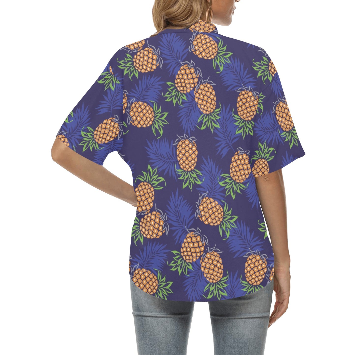 Pineapple Pattern Print Design PP02 Women's Hawaiian Shirt