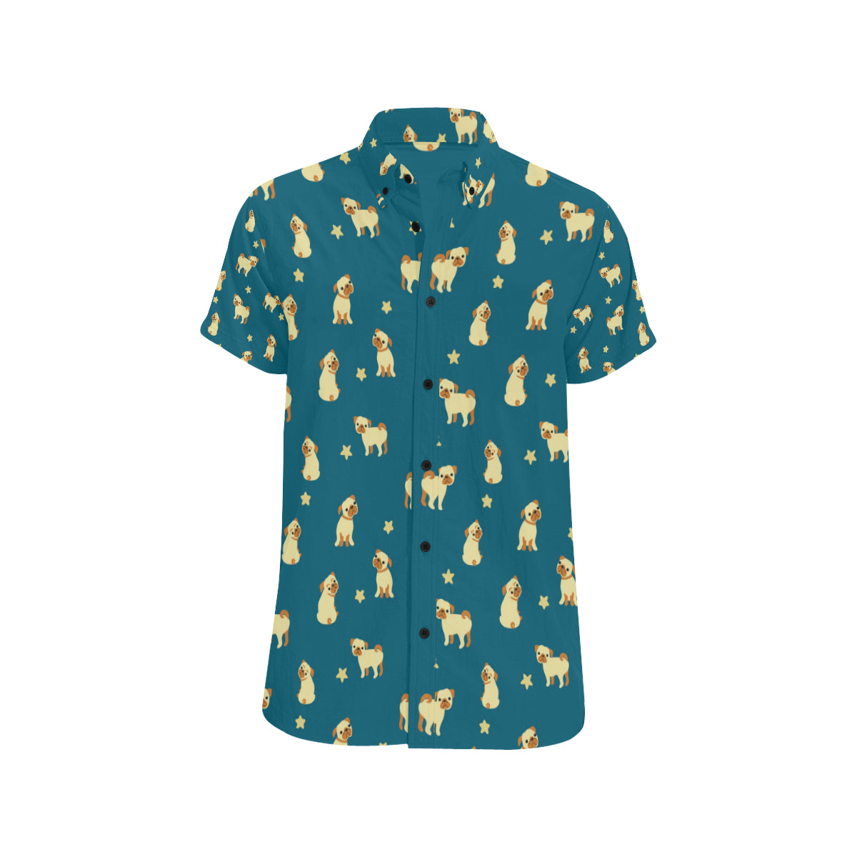 Pug Pattern Print Design A06 Men's Short Sleeve Button Up Shirt