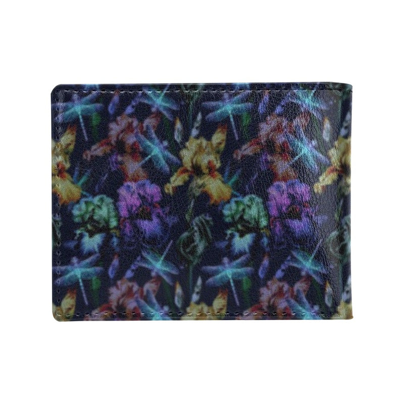 Dragonfly With Floral Print Pattern Men's ID Card Wallet