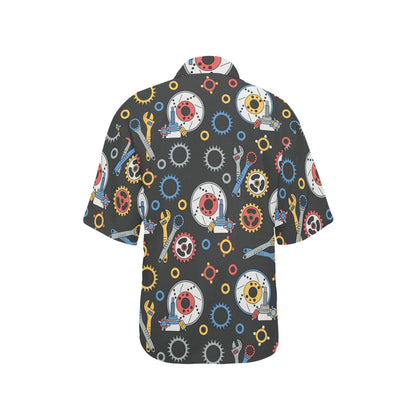 Mechanic Pattern Print Design 01 Women's Hawaiian Shirt