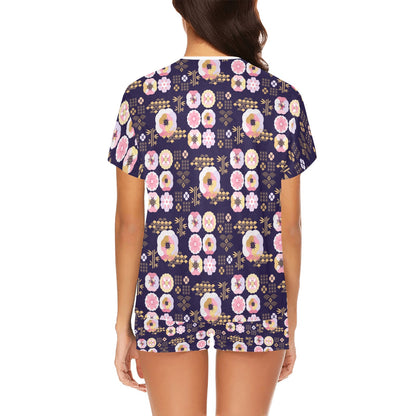 Sakura Japan Style Print Design LKS302 Women's Short Pajama Set