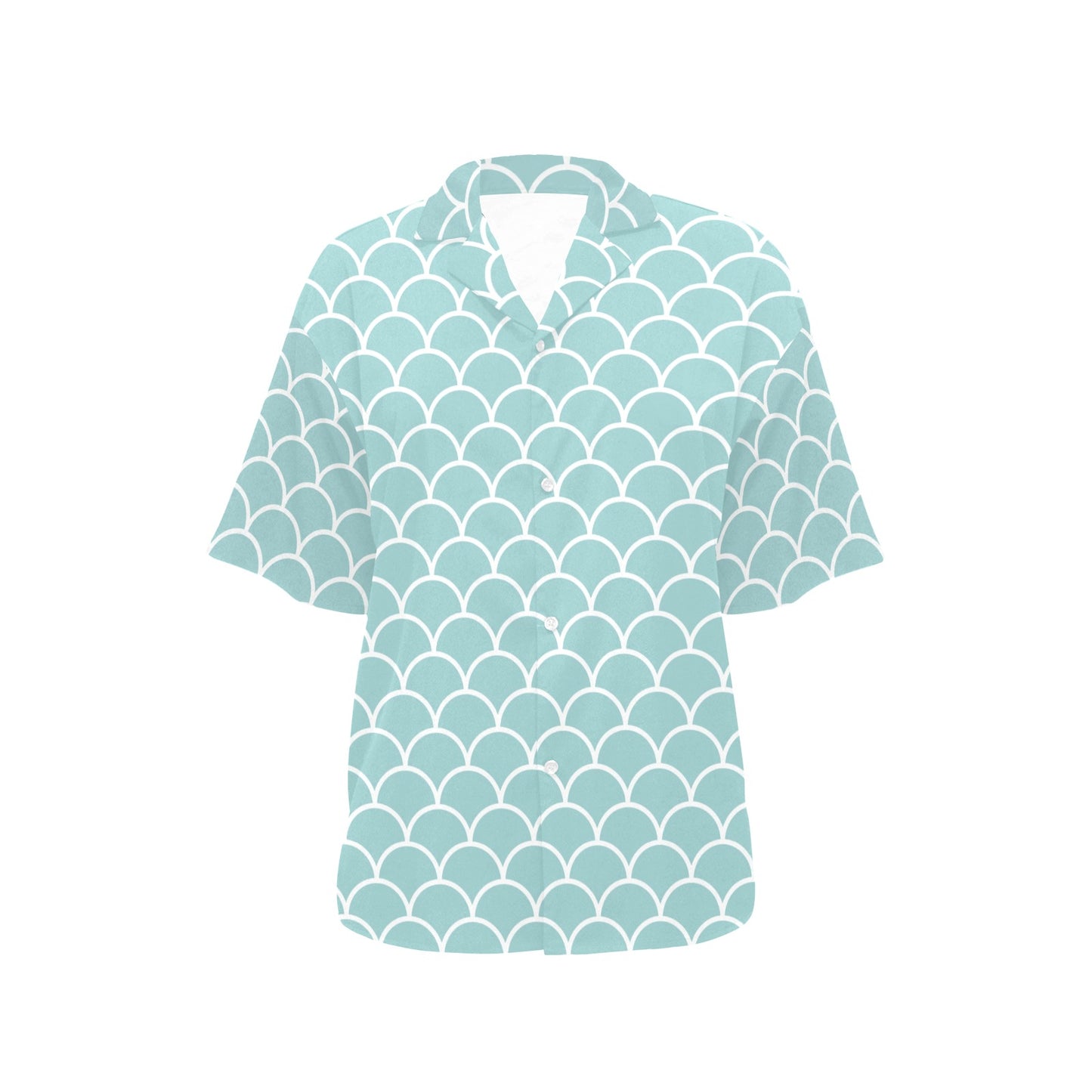Scales Teal Pattern Print Design 02 Women's Hawaiian Shirt