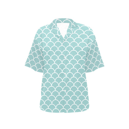 Scales Teal Pattern Print Design 02 Women's Hawaiian Shirt