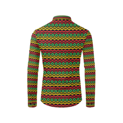 Rasta Reggae Color Themed Men's Long Sleeve Shirt