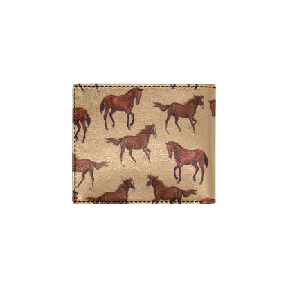 Brown Horse Print Pattern Men's ID Card Wallet