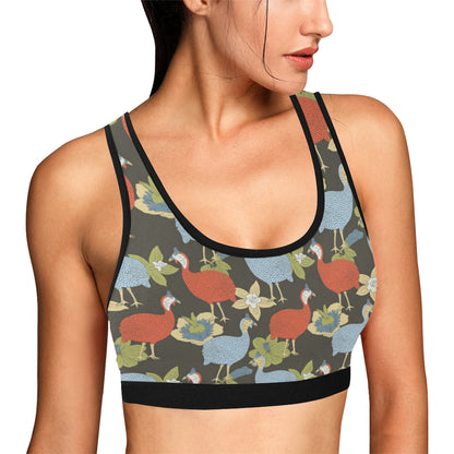 Guinea Fowl Pattern Print Design 02 Sports Bra