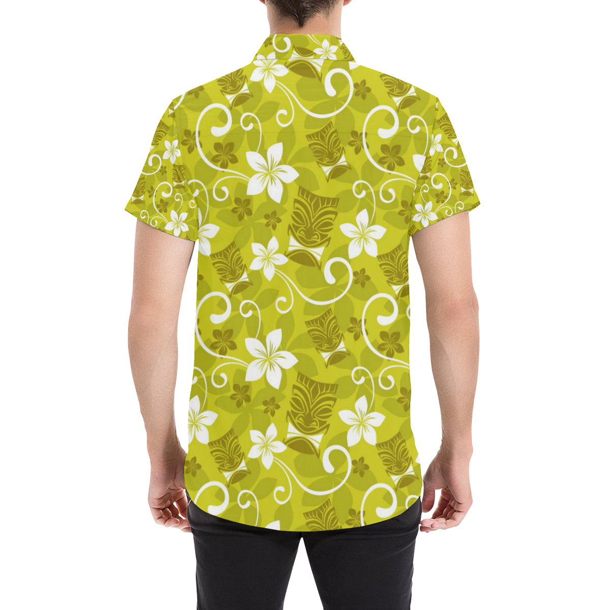 Hawaiian Themed Pattern Print Design H019 Men's Short Sleeve Button Up Shirt