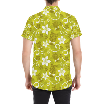 Hawaiian Themed Pattern Print Design H019 Men's Short Sleeve Button Up Shirt