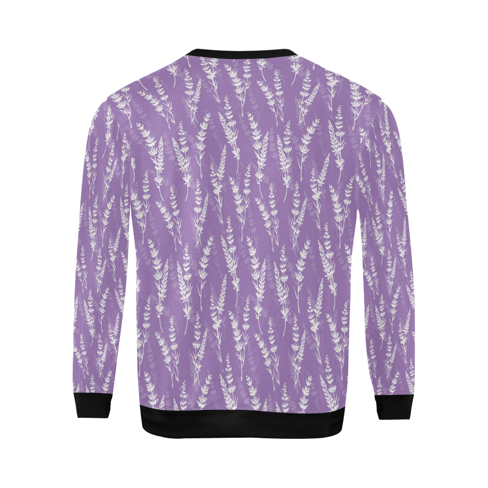 Lavender Pattern Print Design LV08 Men Long Sleeve Sweatshirt