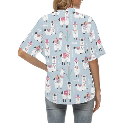 Llama Pattern Print Design 04 Women's Hawaiian Shirt