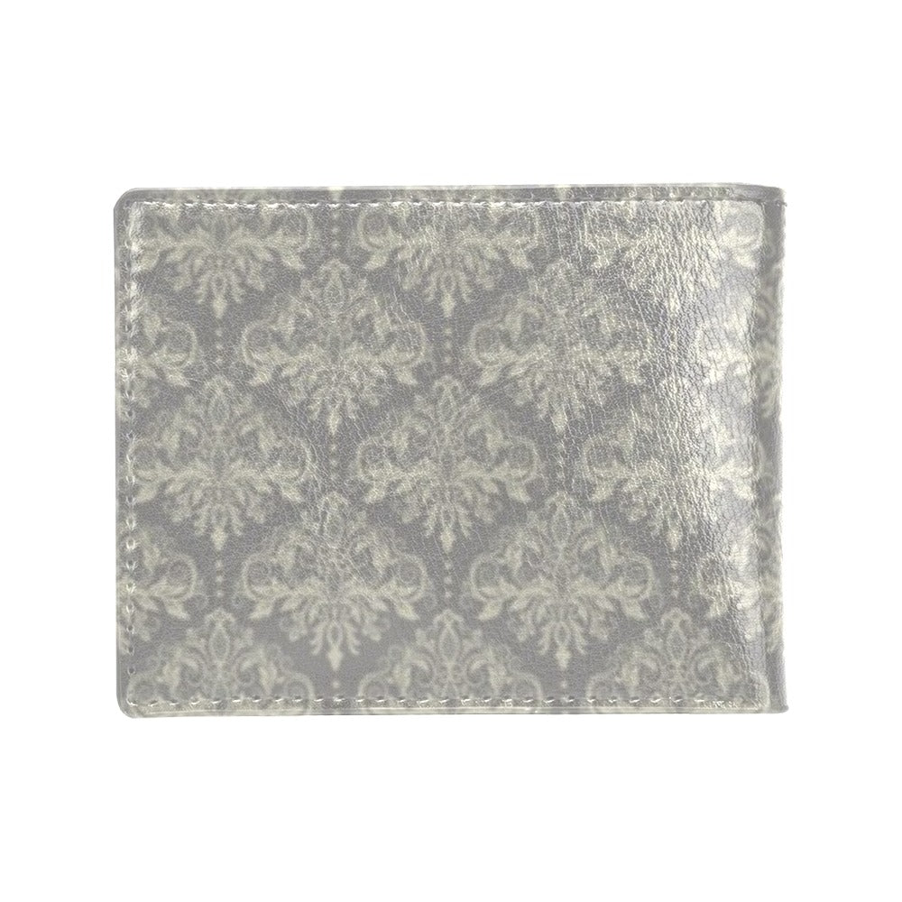 Damask Wallet Damask Grey Elegant Print Pattern Men's ID Card Wallet – JorJune