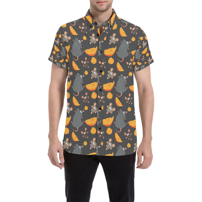 Rat Pattern Print Design 04 Men's Short Sleeve Button Up Shirt