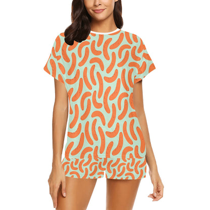 Sausage Print Design LKS304 Women's Short Pajama Set