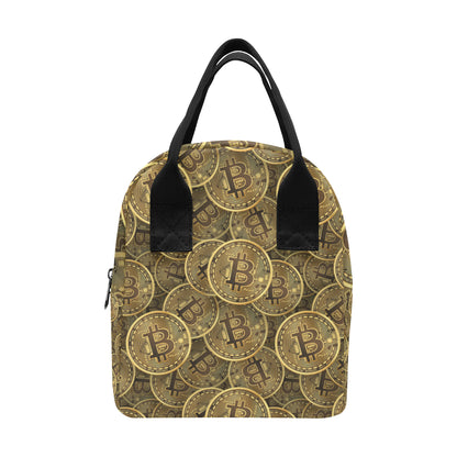 Bitcoin Pattern Print Design DO01 Insulated Lunch Bag