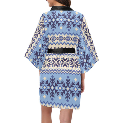 Nordic Pattern Print Design A03 Women's Short Kimono