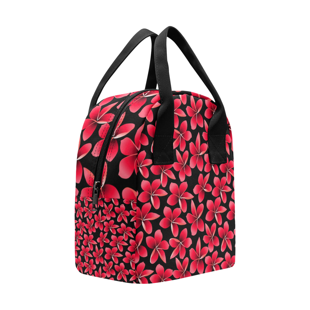 Red Plumeria Pattern Print Design PM025 Insulated Lunch Bag
