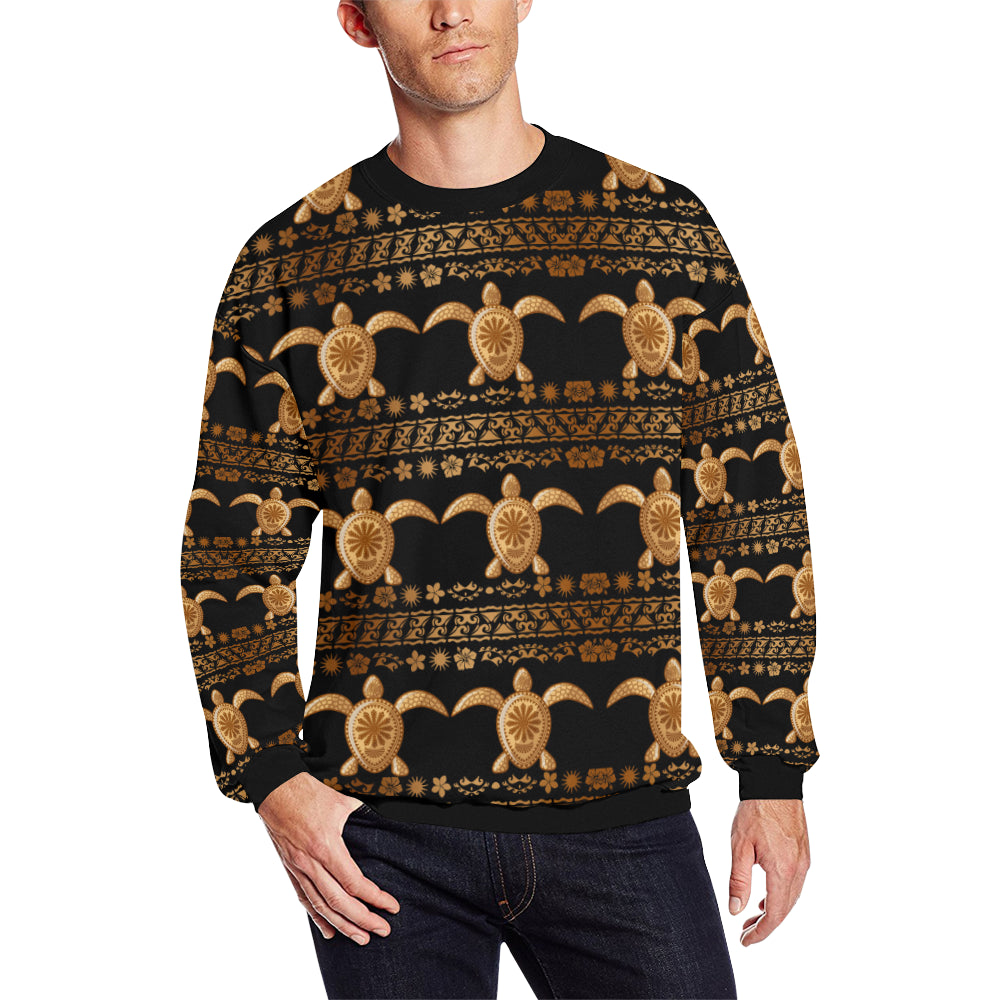 Tribal Sea turtle Polynesian Hawaiian Men Long Sleeve Sweatshirt