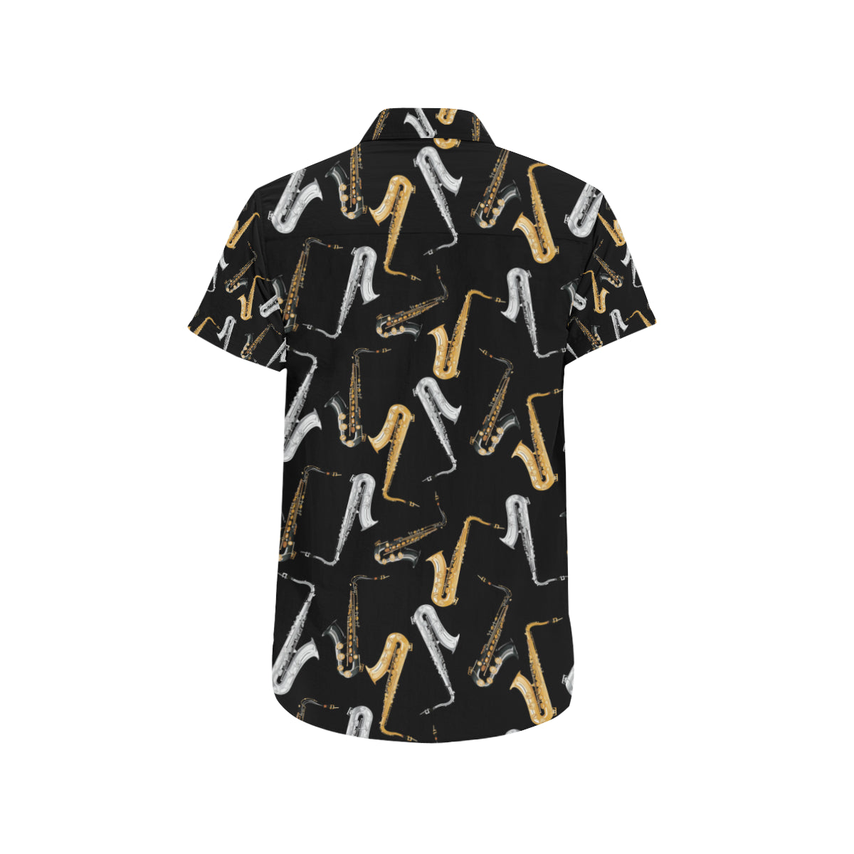 Saxophone Pattern Print Design 01 Men's Short Sleeve Button Up Shirt