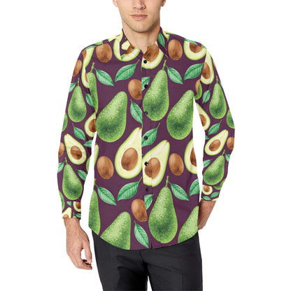 Avocado Pattern Print Design AC08 Men's Long Sleeve Shirt