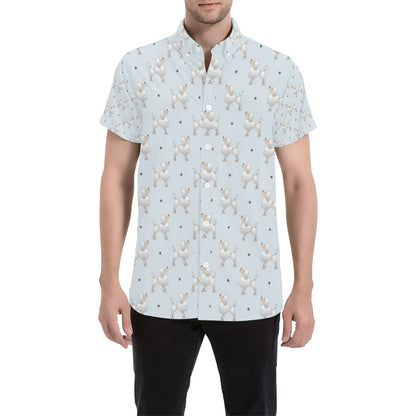 Poodle Pattern Print Design A05 Men's Short Sleeve Button Up Shirt