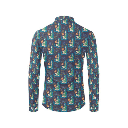 Aquarius Zodiac Pattern Print Design 03 Men's Long Sleeve Shirt