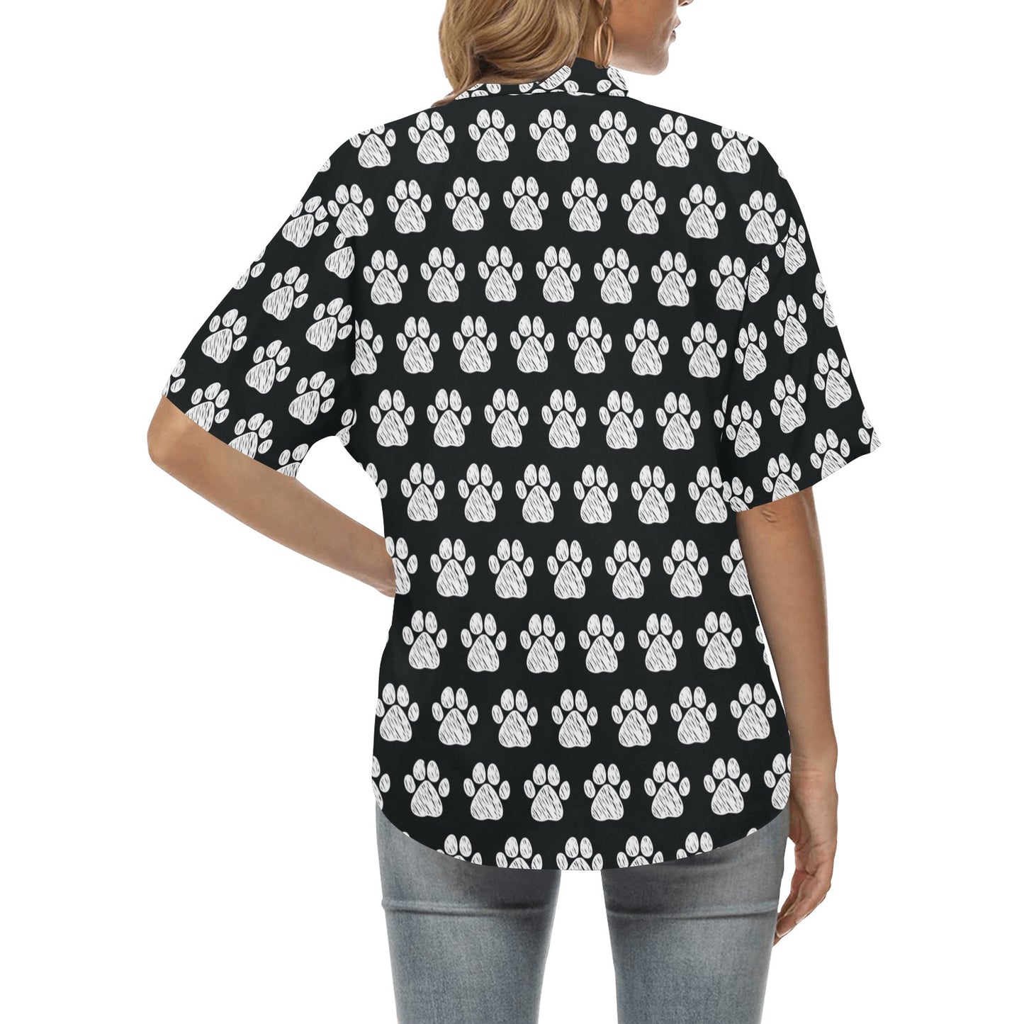 Paw Pattern Print Design A02 Women's Hawaiian Shirt