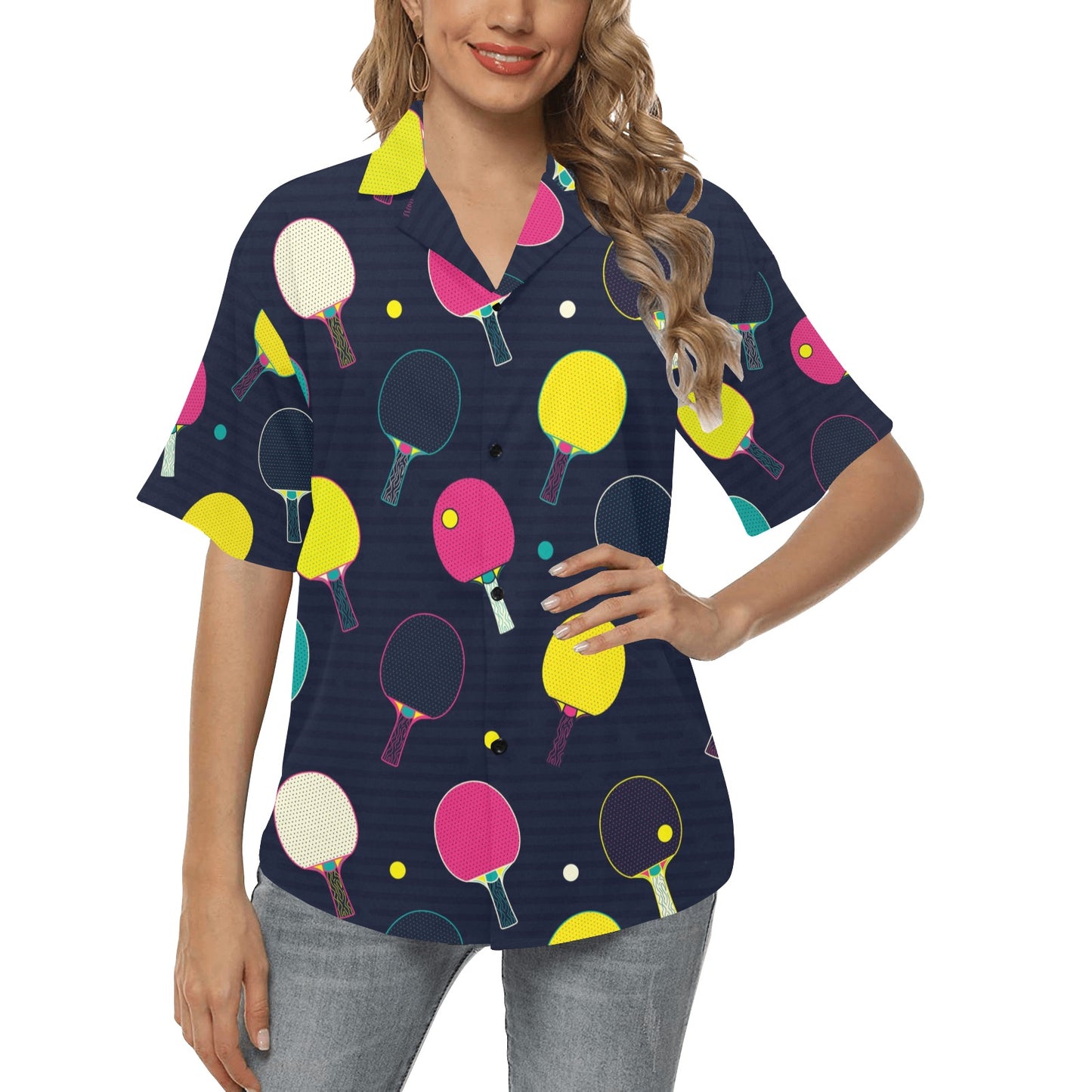 Ping Pong Pattern Print Design A04 Women's Hawaiian Shirt