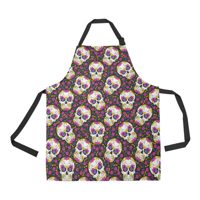 sugar skull Floral Pattern Apron with Pocket