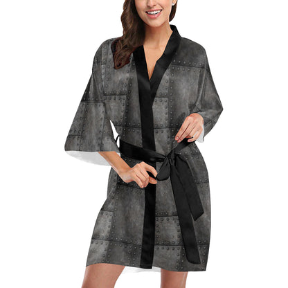 Armor Pattern Print Design 02 Women's Short Kimono