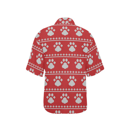 Knit Paw Pattern Print Design 03 Women's Hawaiian Shirt