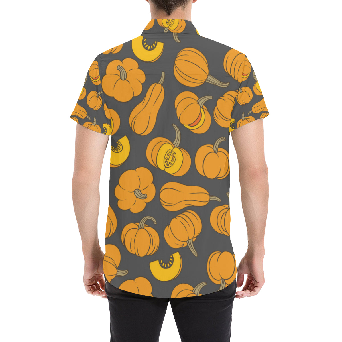 Pumpkin Pattern Print Design A03 Men's Short Sleeve Button Up Shirt