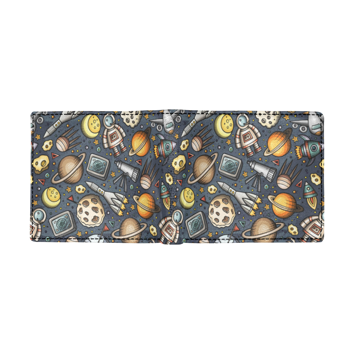 Space Pattern Print Men's ID Card Wallet