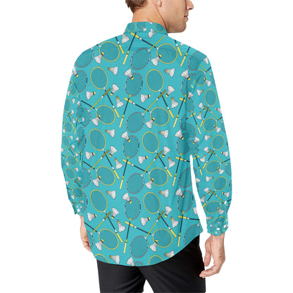 Badminton Pattern Print Design 06 Men's Long Sleeve Shirt