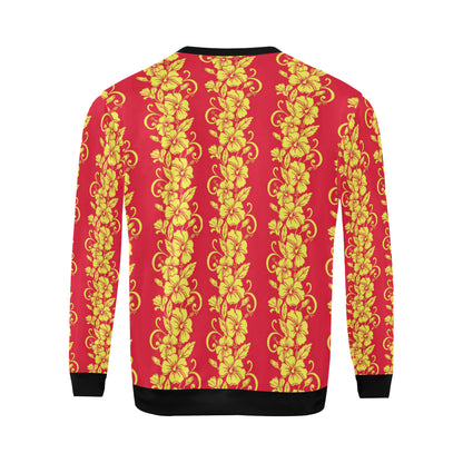 Orange Hibiscus Pattern Print Design HB018 Men Long Sleeve Sweatshirt