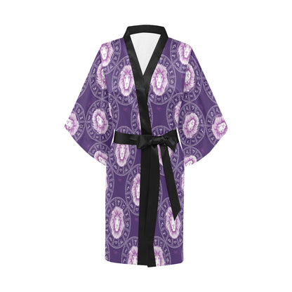 Leo Pattern Print Design 04 Women's Short Kimono