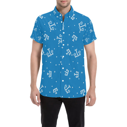 Libra Pattern Print Design 05 Men's Short Sleeve Button Up Shirt